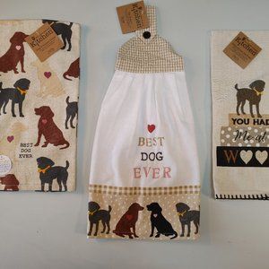 NWT Set of 3 Brand New Pet Kitchen Towels "You Had Me At Woof" & "Best Dog Ever"
